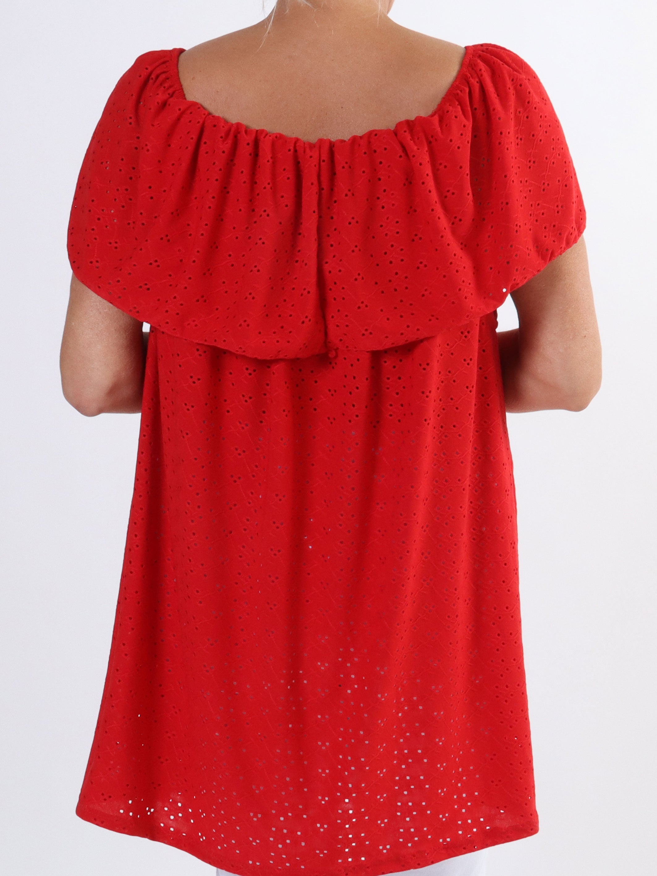 Sienna - Sød elastisk plus size tunika med broderie anglaise